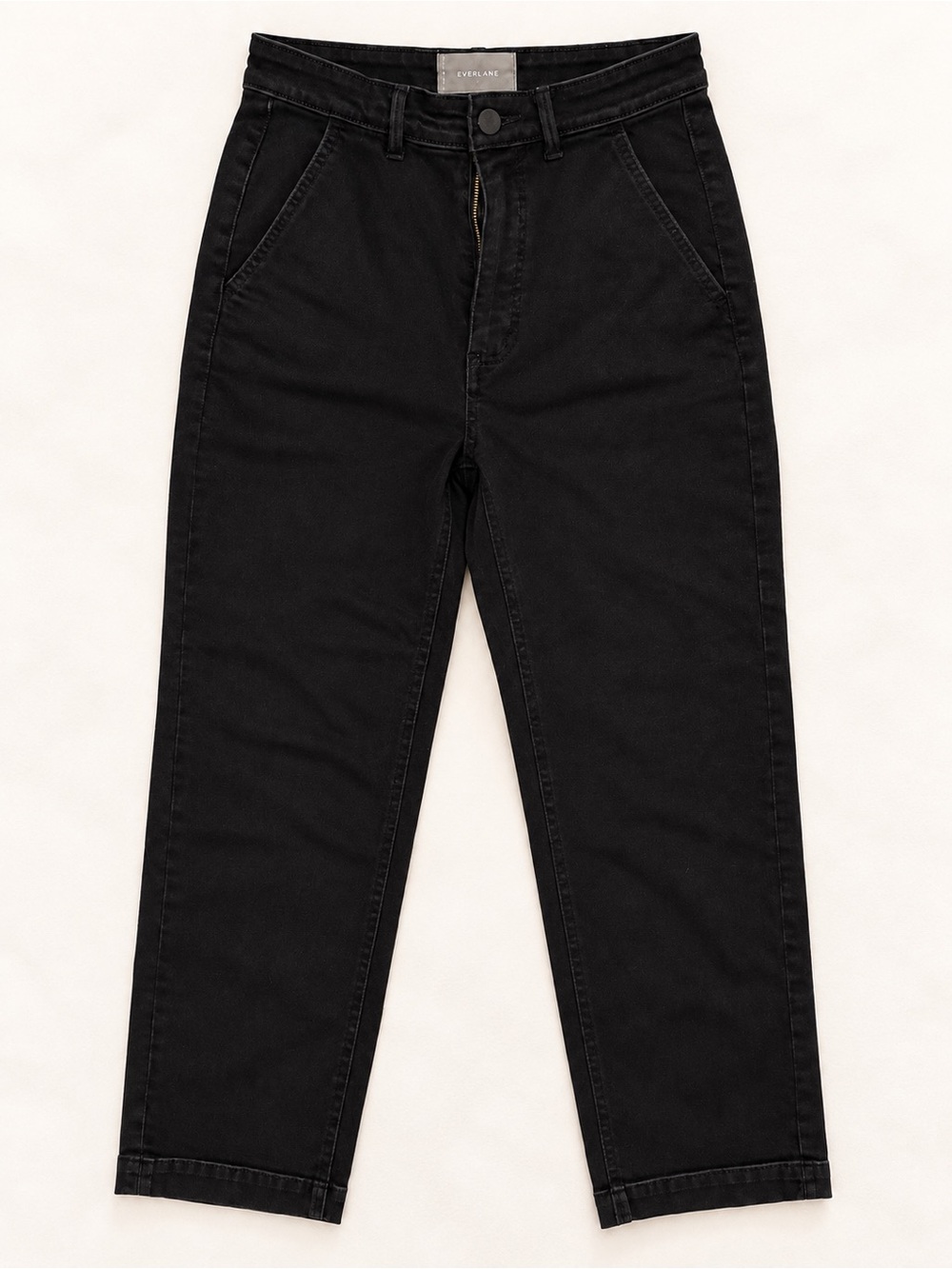 Everlane The Straight Leg Crop Black High Rise Pants Stretch